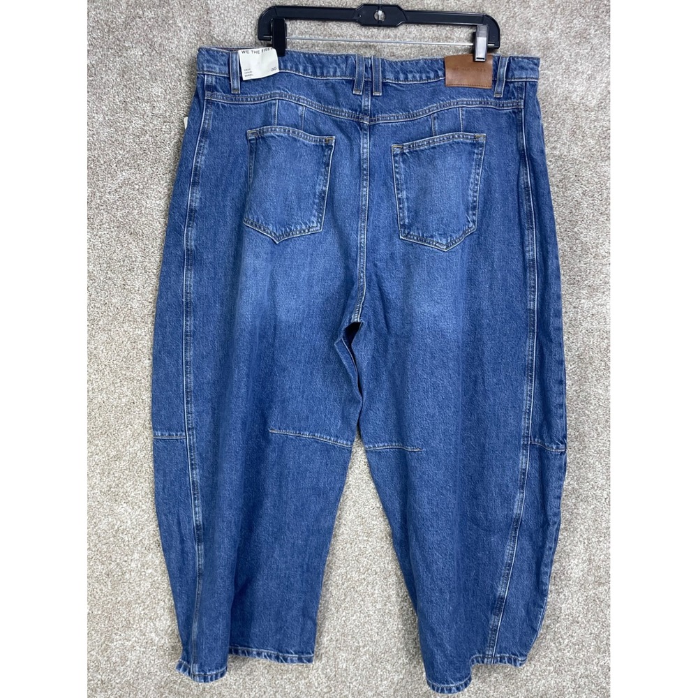 Free People We The Free Venus Barrel Jeans Womens 35 Blue Curvy High Rise Denim